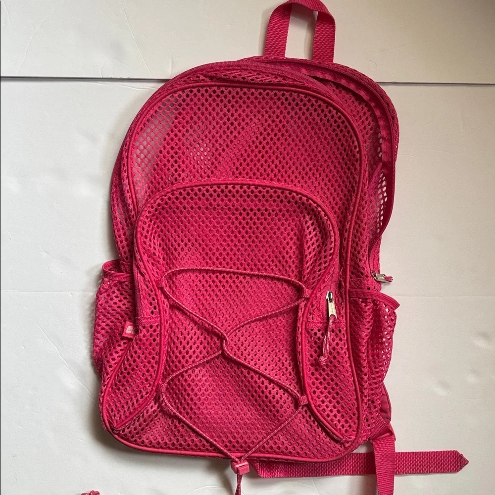Eastport | Pink Mesh Bungee Cord Large Backpack Travel Events Sport Pink Barbie